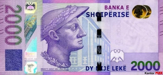 Przód banknotu 2000 lek albańskich z 2022 r.