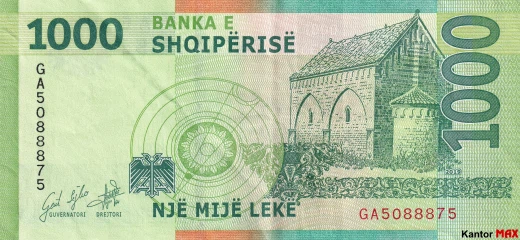 Tył banknotu 1000 lek albańskich z 2021 r.