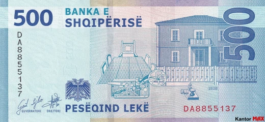 Tył banknotu 500 lek albańskich z 2022 r.