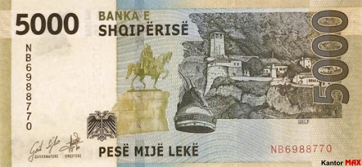Tył banknotu 5000 lek albańskich z 2019 r.