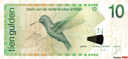 Front of the 10 Netherlands Antillean guilders banknote 2016