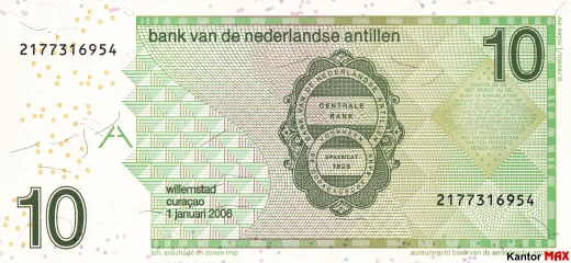 Back of the 10 Netherlands Antillean guilders banknote 2016