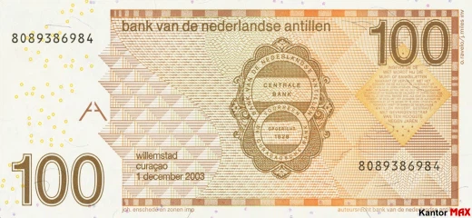 Back of the 100 Netherlands Antillean guilders banknote 2016