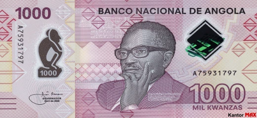 Przód banknotu 1000 kwanz angolskich edycja 2020 rok