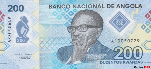Przód banknotu 200 kwanzy angolskiej edycja 2020 rok