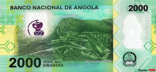 Tył banknotu 2000 kwanz angolskich 2020 rok