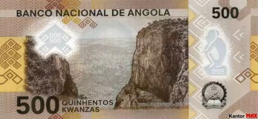 Tył banknotu 500 kwanzy angolskiej edycja 2020 rok
