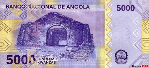 Tył banknotu 5000 kwanz angolskich 2020 rok