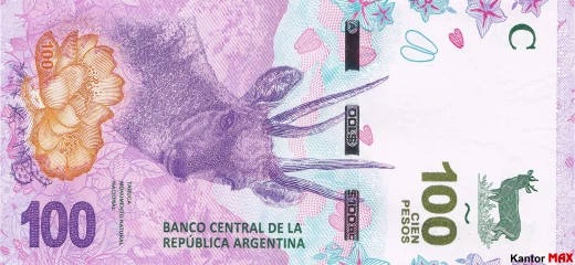 Przód banknotu 100 peso argentyńskich 2018 roku