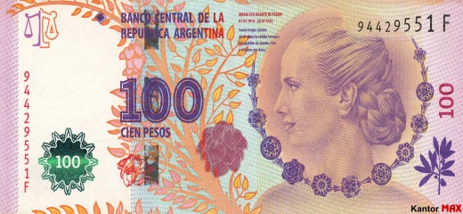 Przód 100 peso argentyńskich seria AA