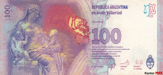 Tył 100 peso argentyńskich seria AA