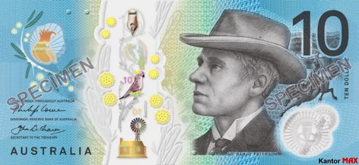 Przód 10 dolarów australijskich 2017 rok