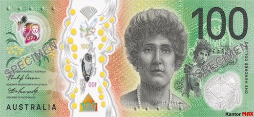 Przód 100 dolarów australijskich 2020 rok