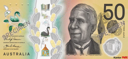 Przód 50 dolarów australijskich 2018 rok