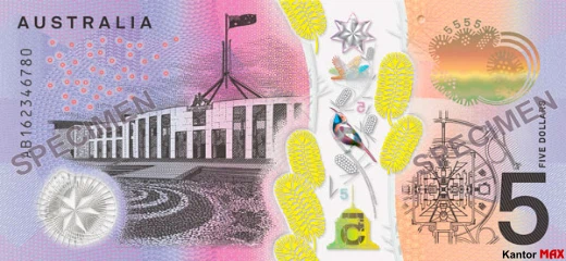 Tył 5 dolarów australijskich 2016 rok