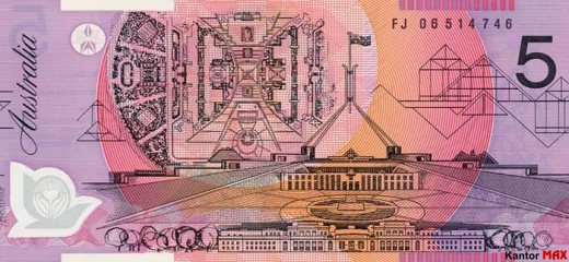 Tył 5 dolarów australijskich 1992 rok