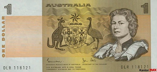 Przód wycofanego banknotu 1 dolar australijski edycja 1966 roku