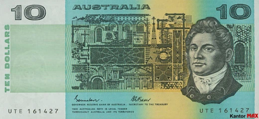 Tył wycofanego banknotu 10 dolarów australijskich edycja 1966 roku