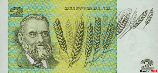 Tył wycofanego banknotu 2 dolary australijskie edycja 1966 roku