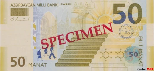 Przód banknotu 50 manatów azerbejdżańskich emisja z 2006 roku
