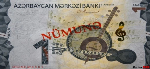 Przód banknotu 1 manat edycja z 2021 roku