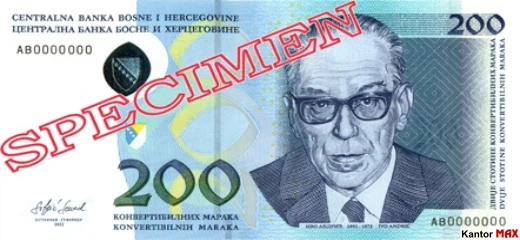 Przód 200 marek bośniackich z 2022 roku