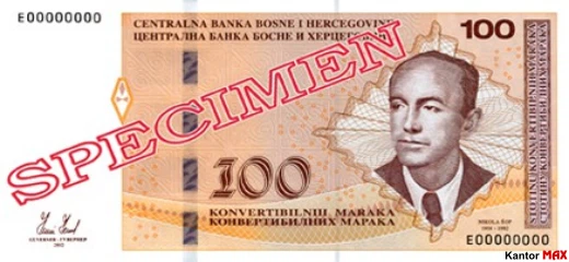 Przód 100 marek Federacji Bośni i Hercegowiny z 2012 roku