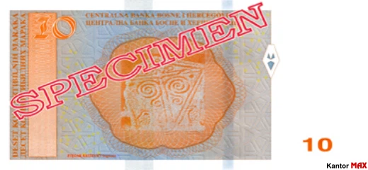 Tył banknotu 10 marek Federacji Bośni i Hercegowiny z 2024 roku