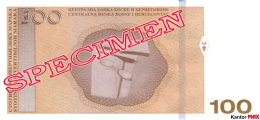 Tył 100 marek Republiki Serbskiej z 2024 roku