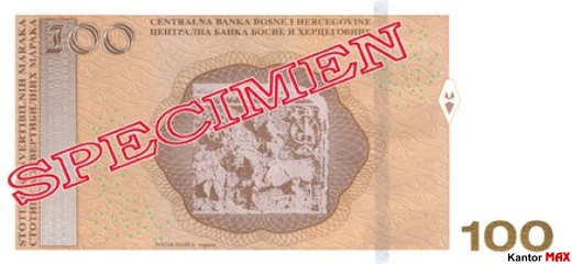 Tył 100 marek Federacji Bośni i Hercegowiny z 2012 roku