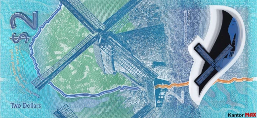 Tył banknotu polimerowego 2 dolary barbadoskie seria 2022