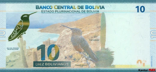 Tył banknotu 10 boliviano seria 1