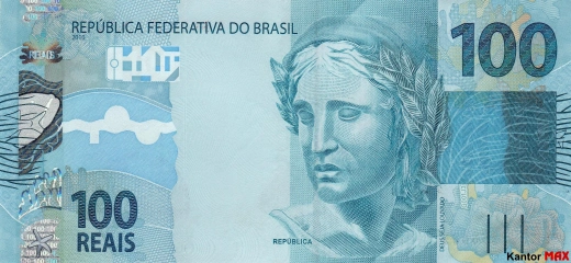 Przód banknotu 100 reali brazylijskich edycja 2010-2023 rok