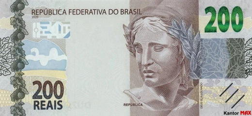 Przód banknotu 200 reali brazylijskich edycja 2020 rok