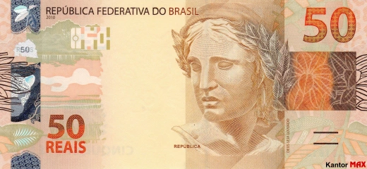 Przód banknotu 50 reali brazylijskich edycja 2010-2023 rok