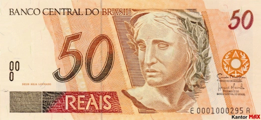 Przód banknotu 50 reali brazylijskich edycja 1994-2009 rok