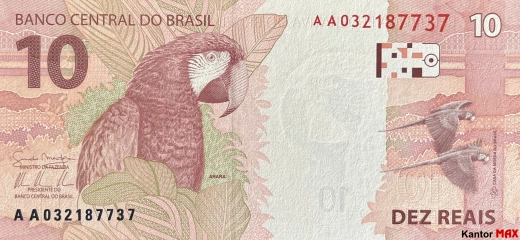 Tył banknotu 10 reali brazylijskich edycja 2012-2023 rok