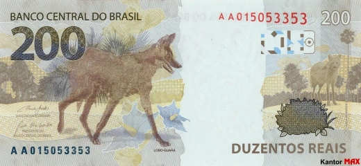 Tył banknotu 200 reali brazylijskich edycja 2020 rok