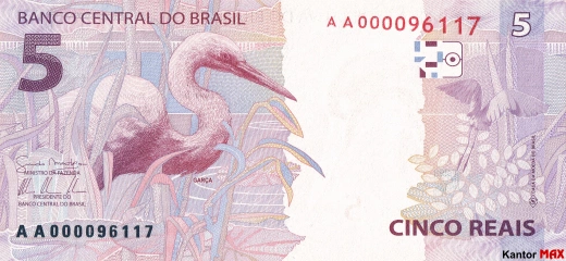 Tył banknotu 5 reali brazylijskich edycja 2013-2023 rok