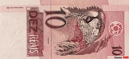 Tył banknotu 10 reali brazylijskich edycja 1997-2010 rok