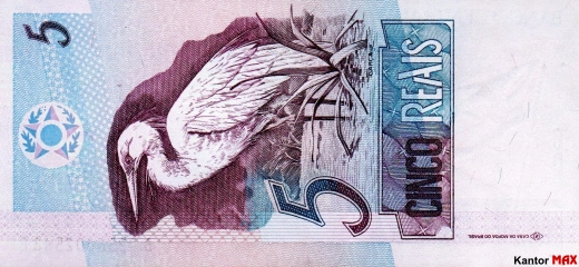 Tył banknotu 5 reali brazylijskich edycja 1997-2009 rok