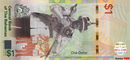 Tył banknotu 1 dolar bahamski seria CRISP ewolucja