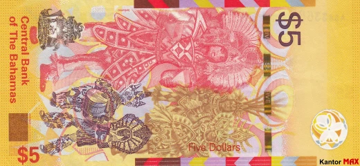 Tył banknotu 5 dolarów bahamskich seria CRISP rozwój