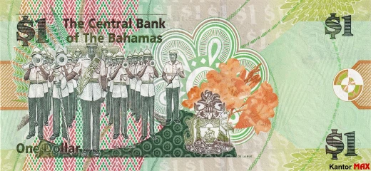 Tył banknotu 1 dolar bahamski seria CRISP