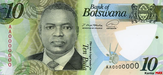 Przód banknotu 20 puli botswańskich