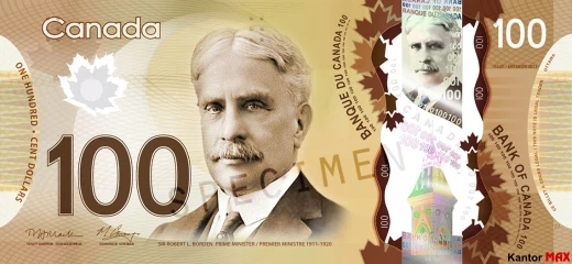 Przód 100 dolarów kanadyjskich emisja 2011 r.