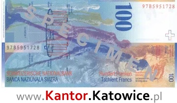 Banknot 100 CHF 8 seria rewers