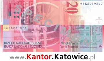 Banknot 20 CHF 8 seria rewers