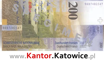 Banknot 200 CHF 8 seria rewers