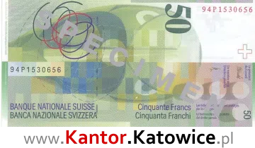 Banknot 50 CHF 8 seria rewers
